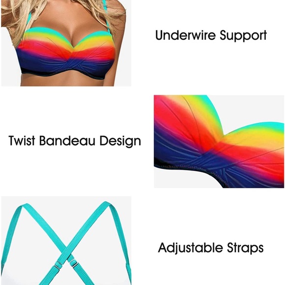 XL Women Push Up Two Piece Bikini Swimsuits Padded Swimwear Bathing Suit - Picture 2 of 4